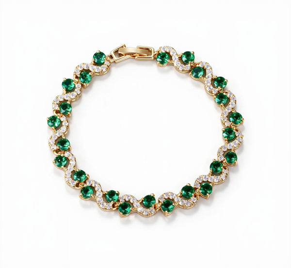 Bracelet Wave Tennis — Doré Vert