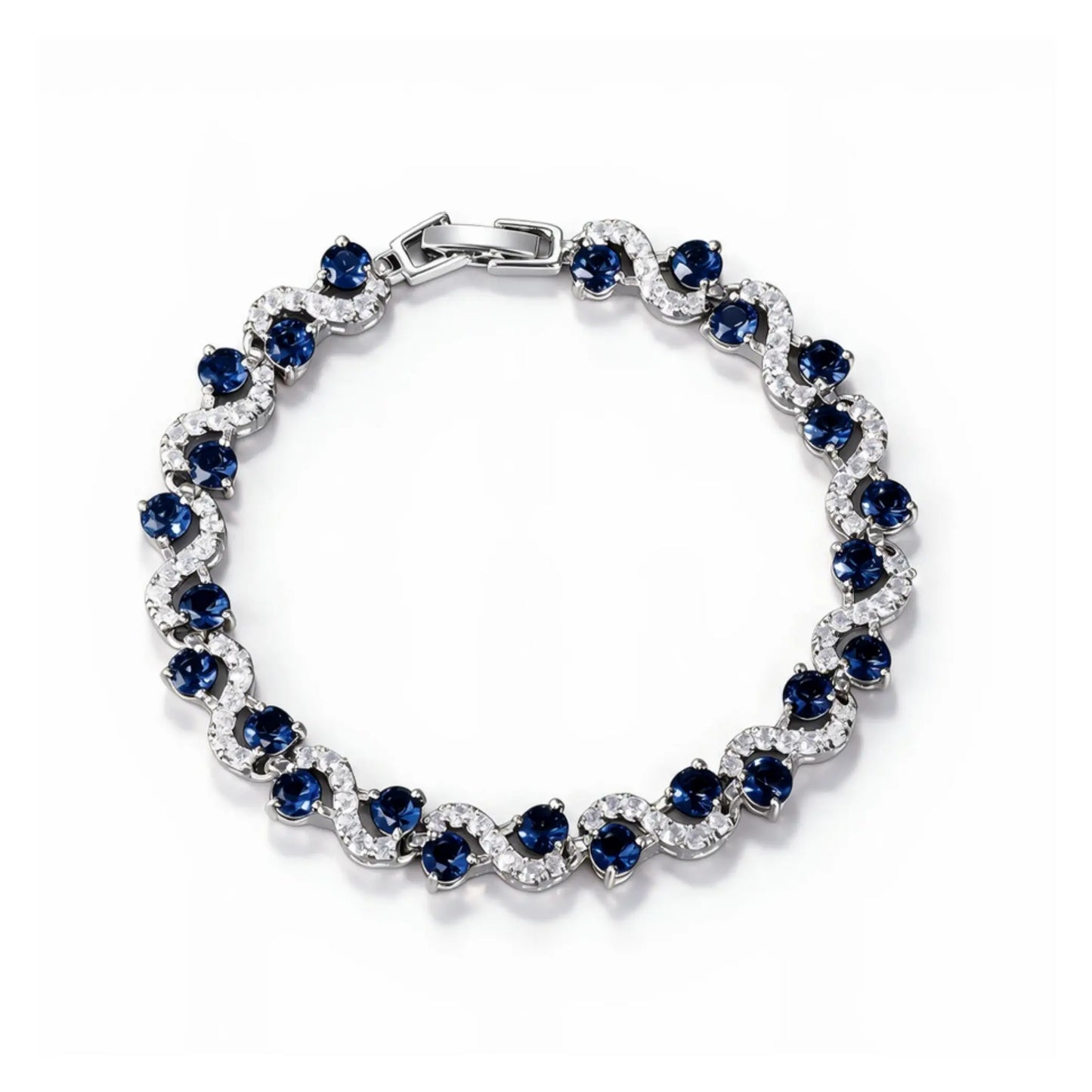Bracelet Wave Tennis — Argenté Bleu Just Shine