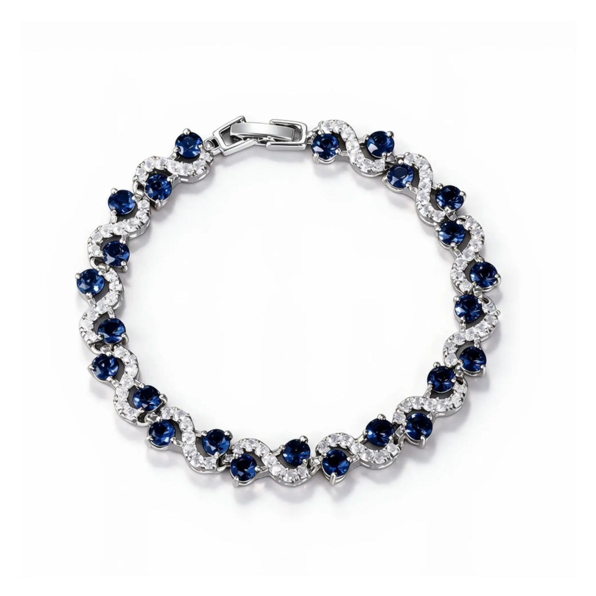 Bracelet Wave Tennis — Argenté Bleu Just Shine
