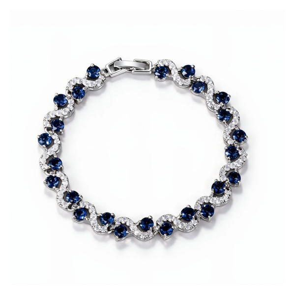 Bracelet Wave Tennis — Argenté Bleu
