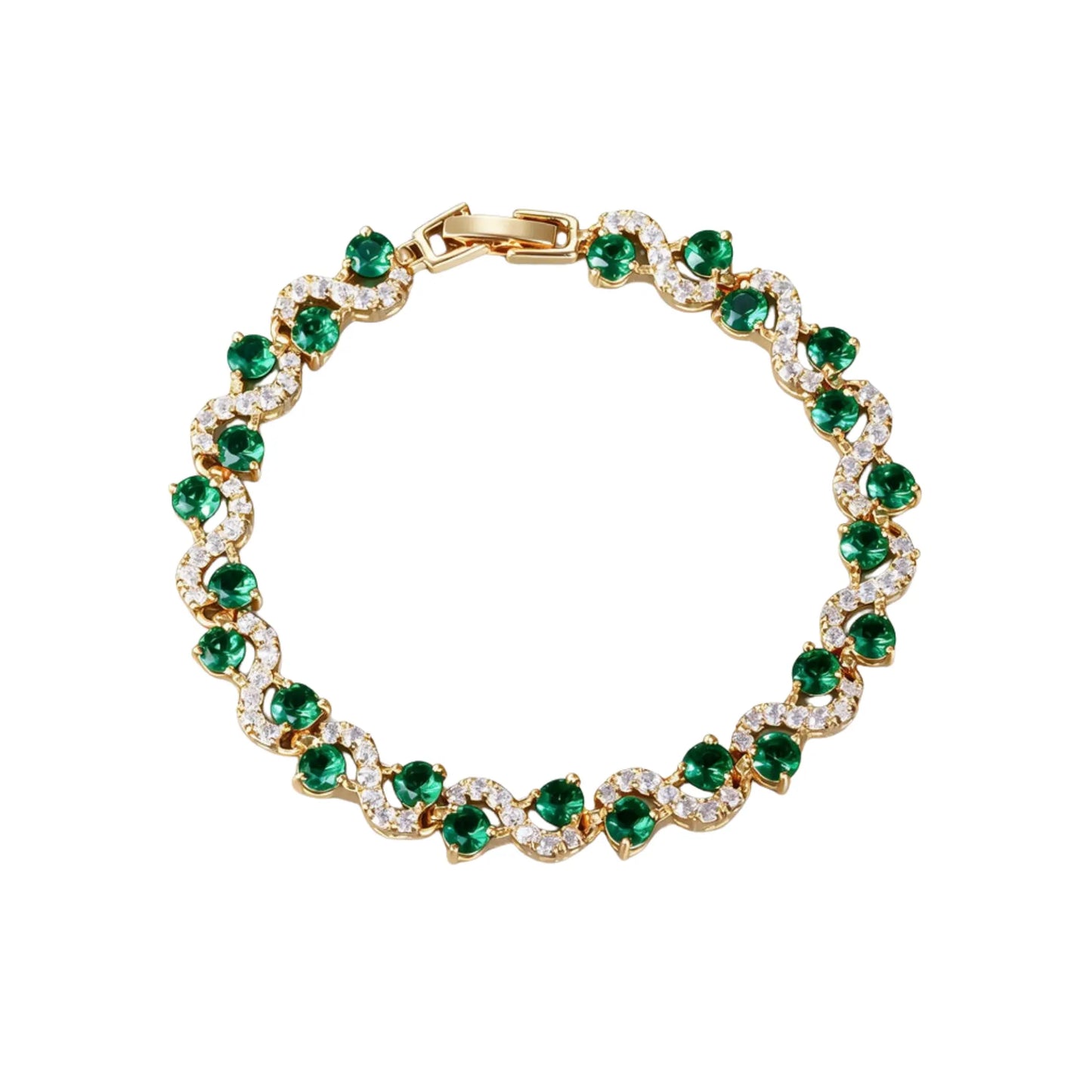 Bracelet Wave Tennis — Doré Vert Just Shine