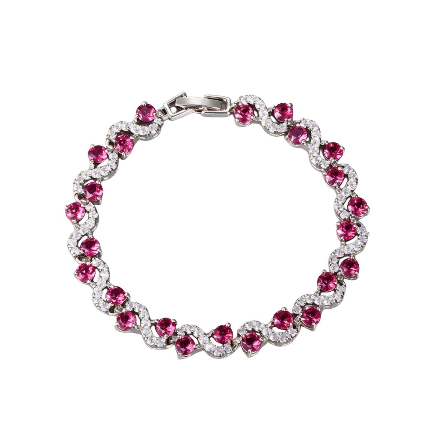 Bracelet Wave Tennis — Argenté Rouge Just Shine