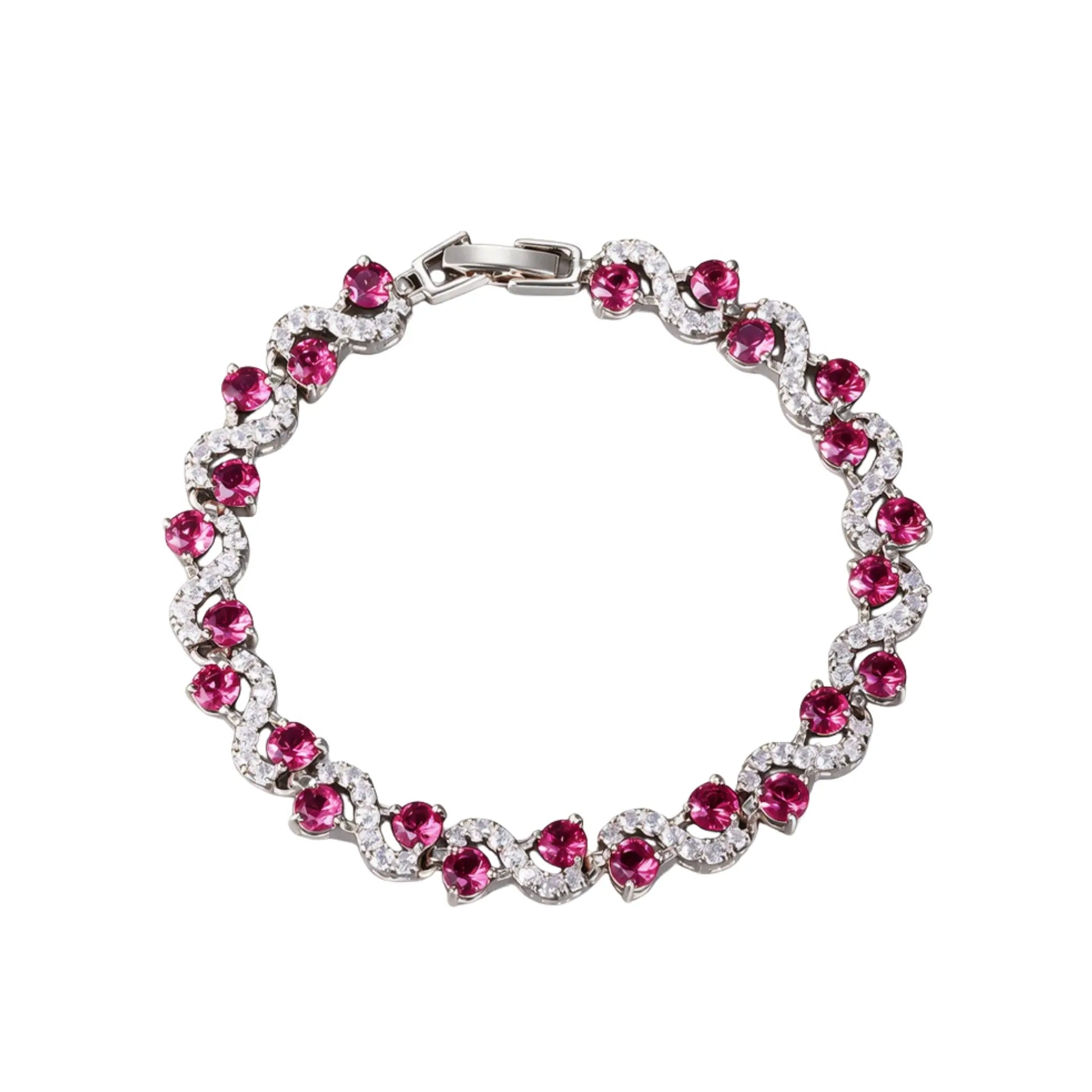 Bracelet Wave Tennis — Argenté Rouge Just Shine