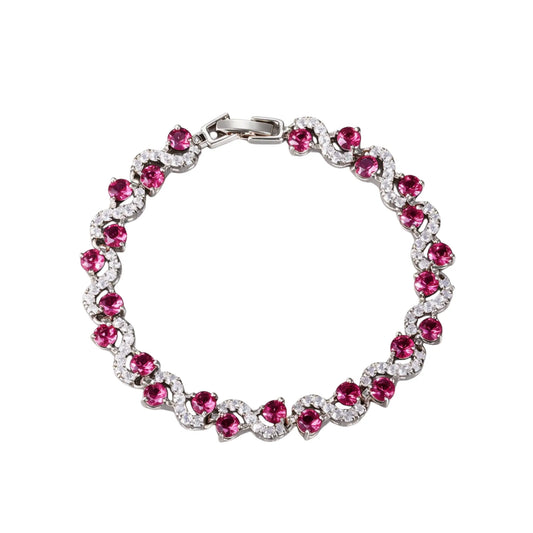 Bracelet Wave Tennis — Argenté Rouge Just Shine