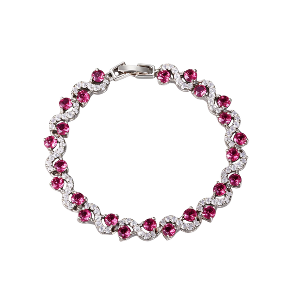 Bracelet Wave Tennis — Argenté Rouge