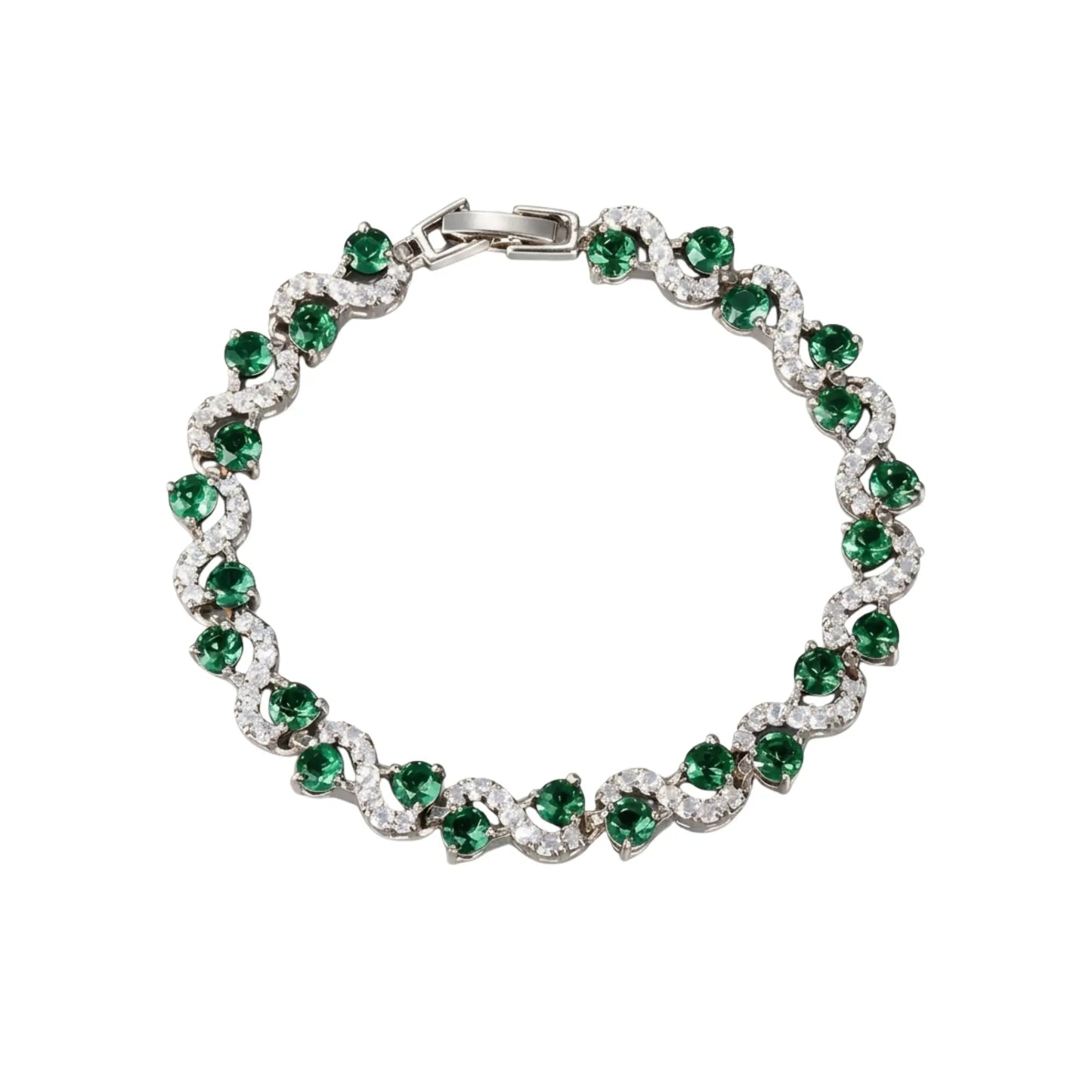 Bracelet Wave Tennis — Argenté Vert Just Shine