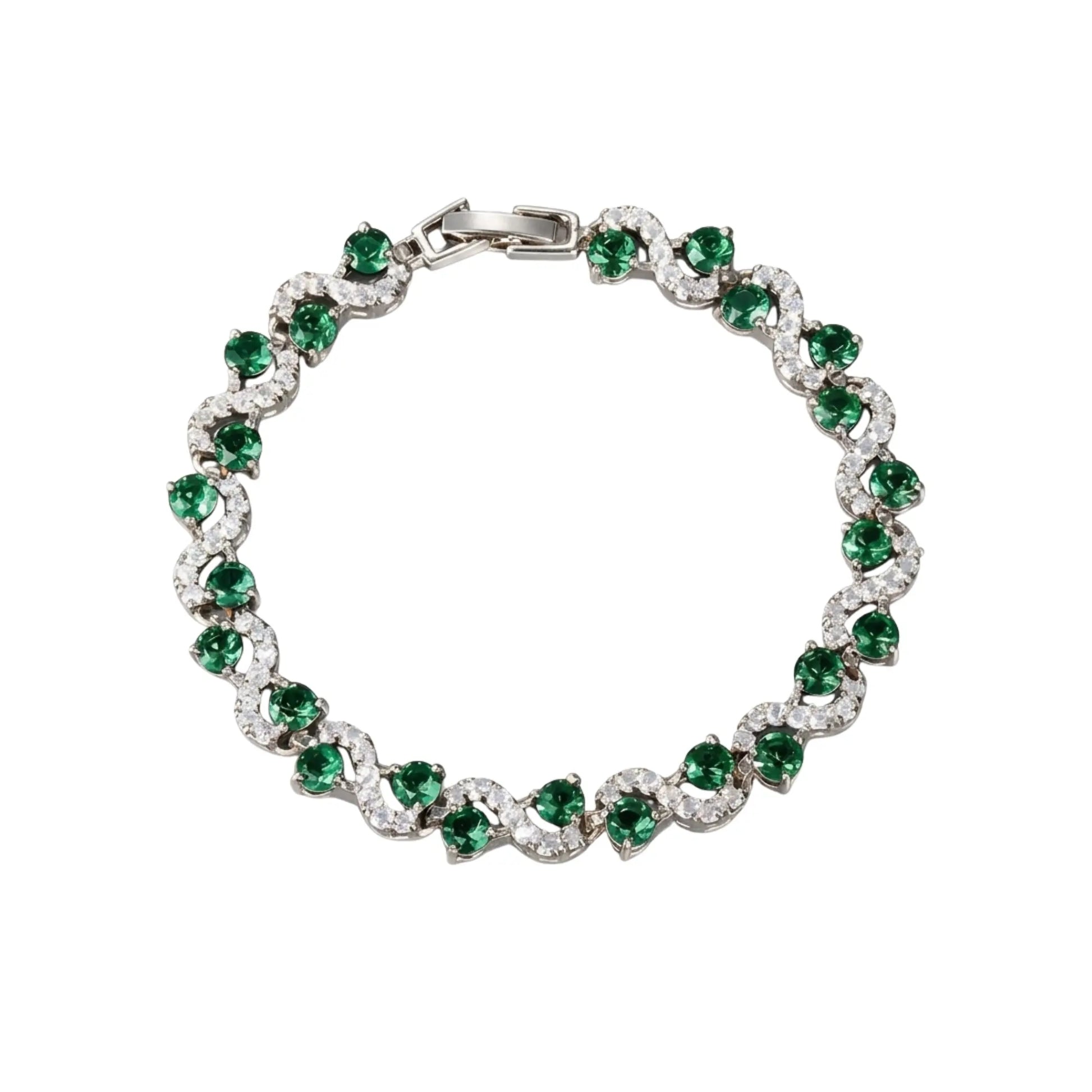 Bracelet Wave Tennis — Argenté Vert Just Shine