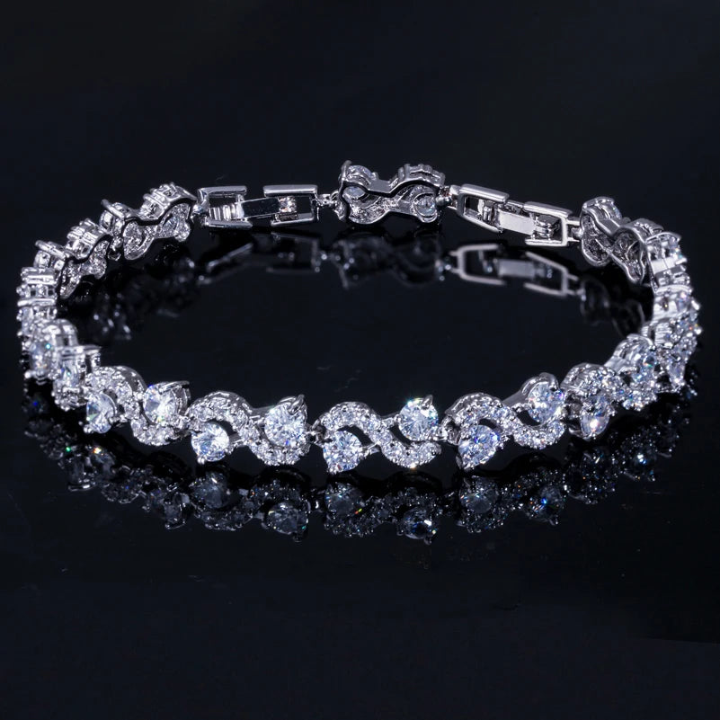 Bracelet Wave Tennis — Doré Bleu