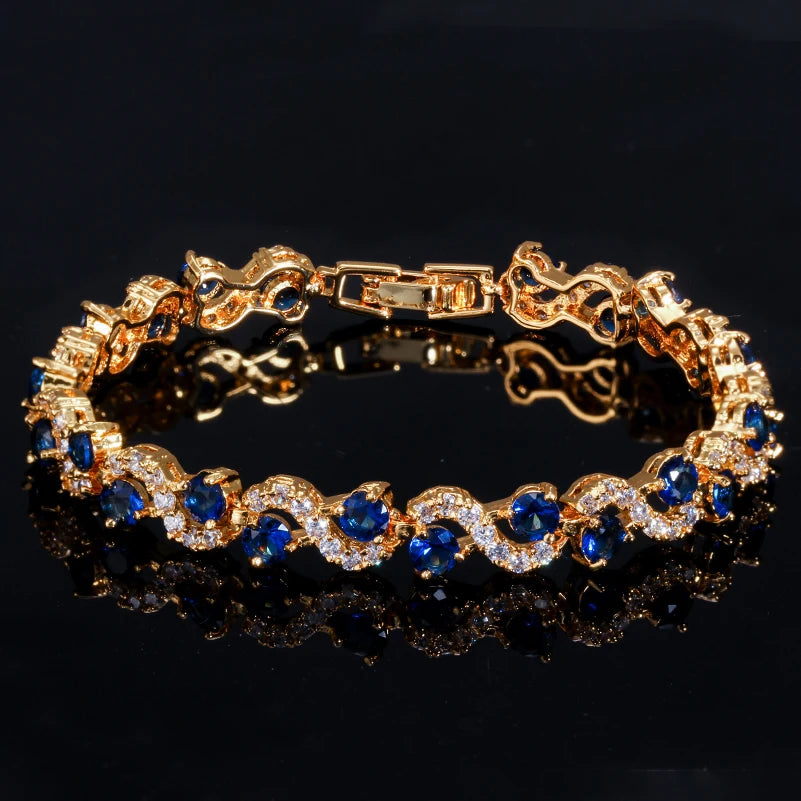 Bracelet Wave Tennis — Doré Vert