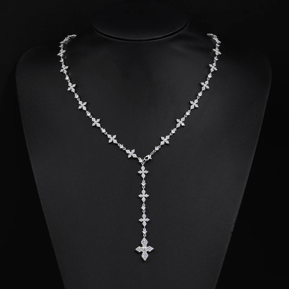 Collier Croix Iced — Argenté