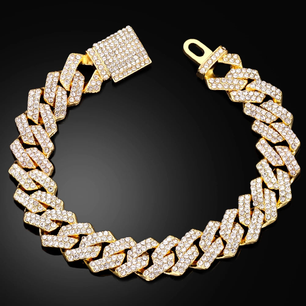 Bracelet Cuban Prong 14 mm — Doré