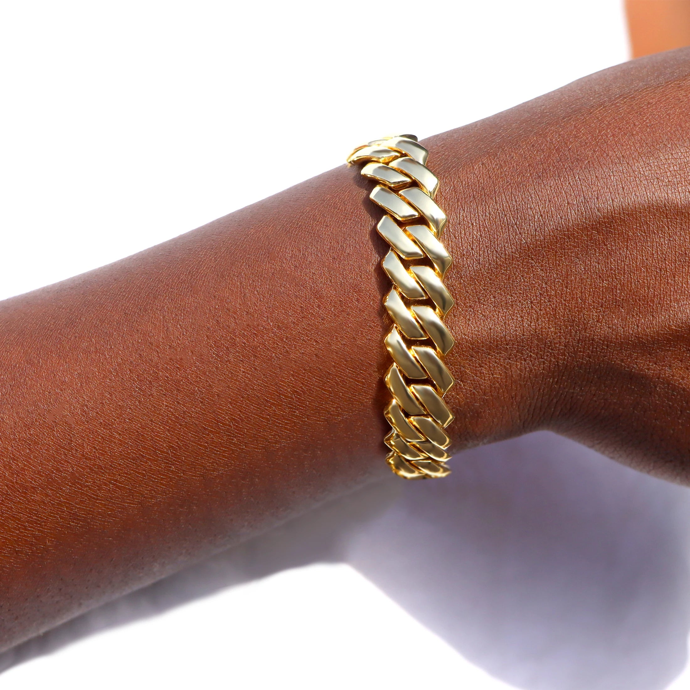 Bracelet Cuban Prong 14 mm — Argenté Storm