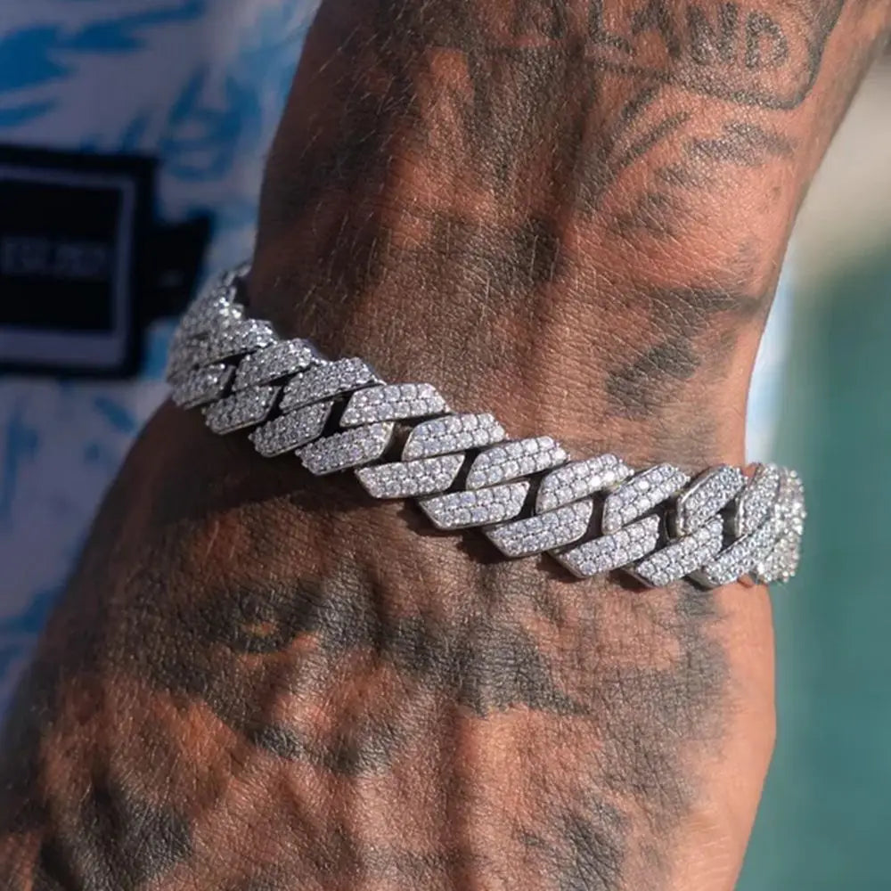 Bracelet Cuban Prong 14 mm — Argenté