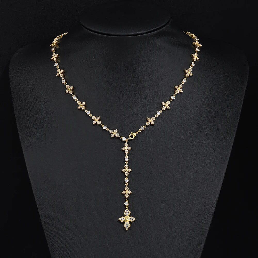 Collier Croix Iced — Doré