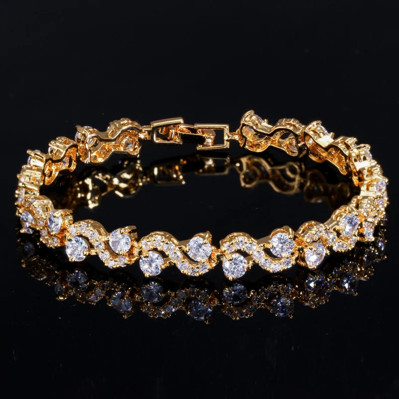 Bracelet Wave Tennis — Argenté Rouge