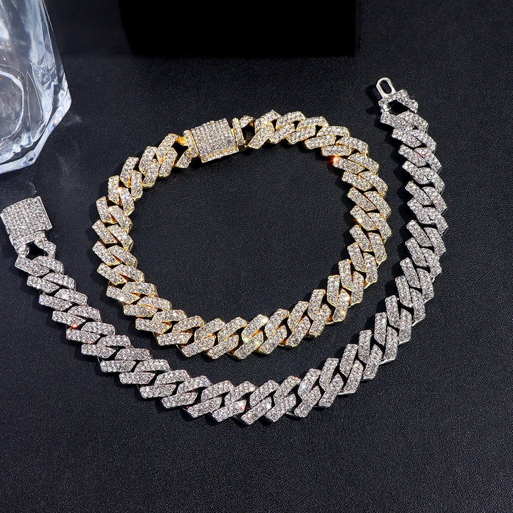 Bracelet Cuban Prong 14 mm — Doré Frost