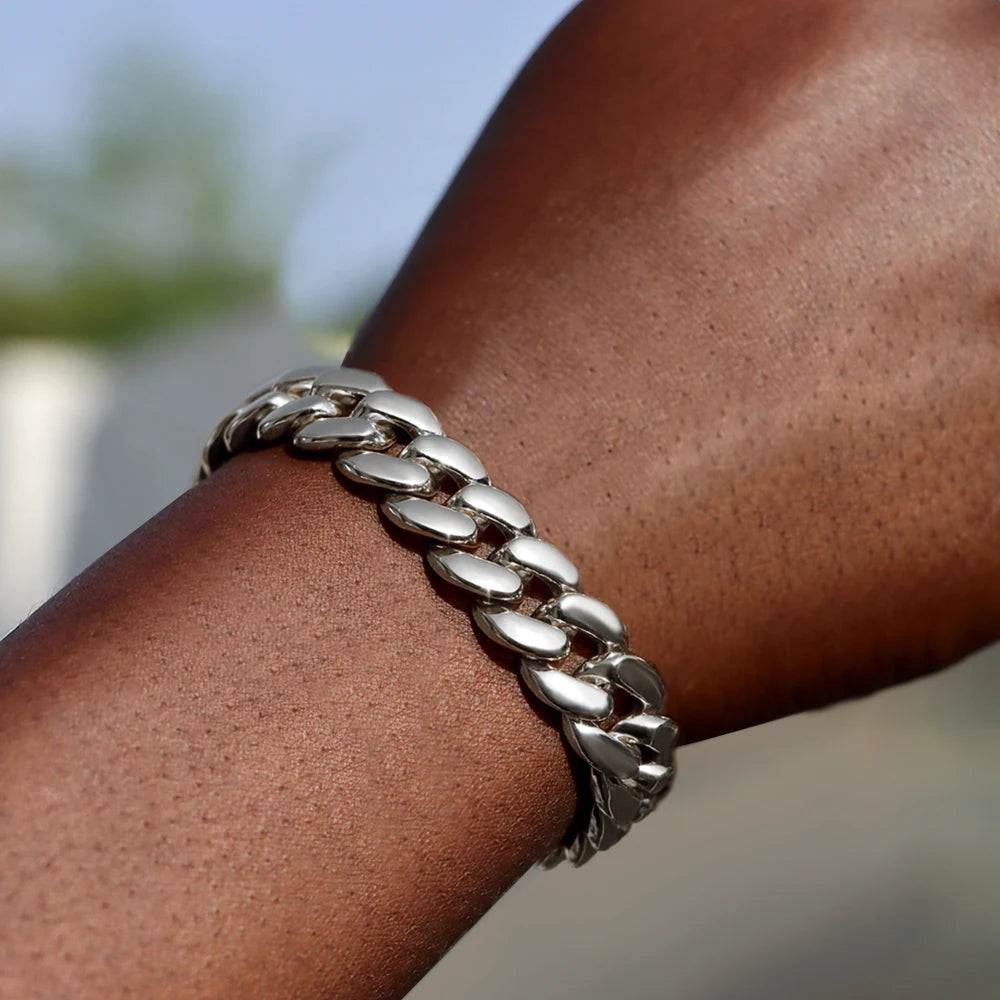 Bracelet Cuban Prong 14 mm — Doré Frost