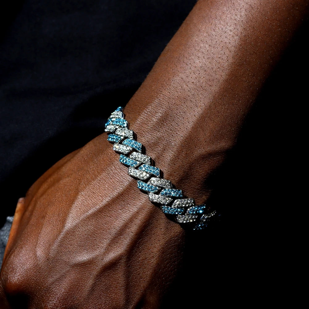 Bracelet Cuban Prong 14 mm — Noir Ice
