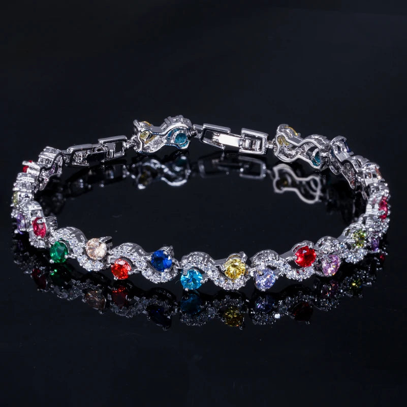 Bracelet Wave Tennis — Doré Bleu