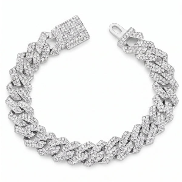 Bracelet Cuban Prong 14 mm — Argenté