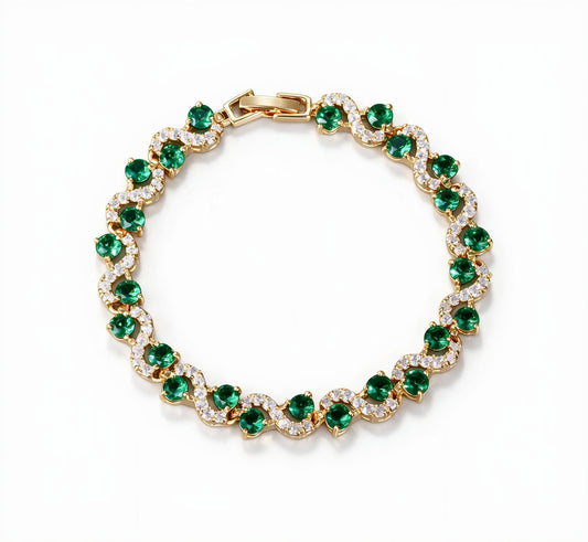 Bracelet Wave Tennis — Doré Vert