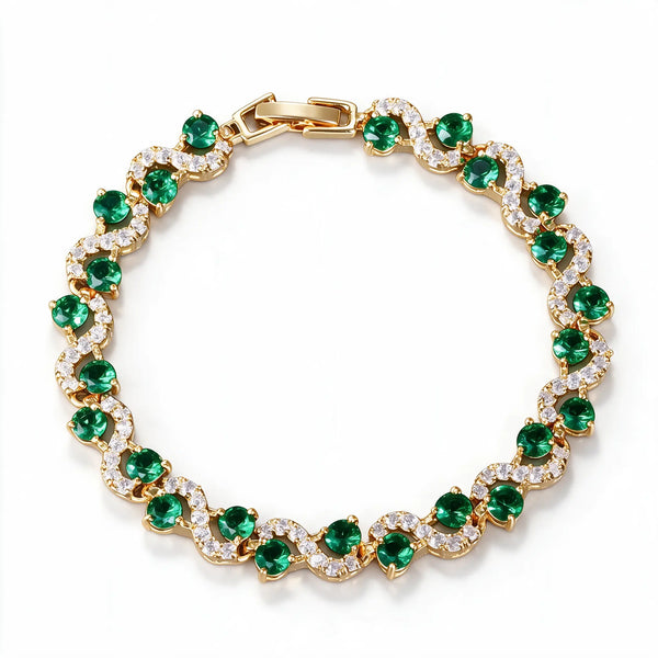 Bracelet Wave Tennis — Doré Vert