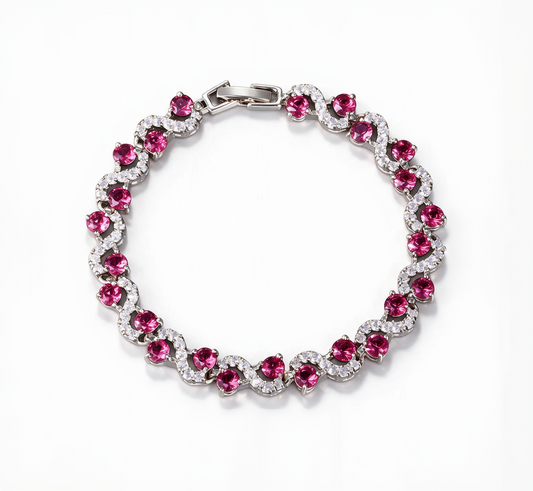 Bracelet Wave Tennis — Argenté Rouge