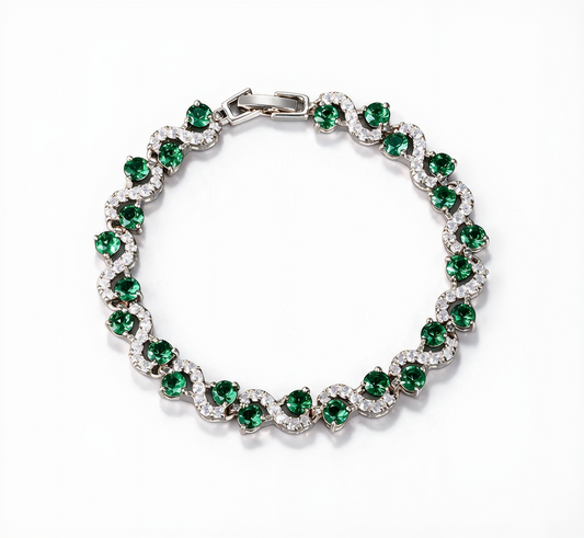 Bracelet Wave Tennis — Argenté Vert