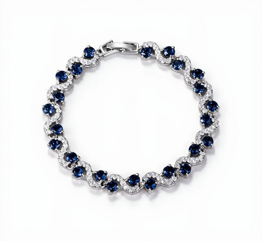 Bracelet Wave Tennis — Argenté Bleu