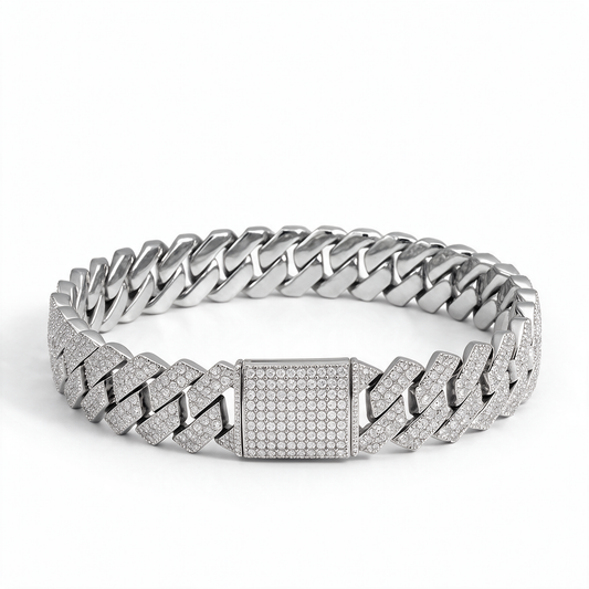 Bracelet Cuban Prong 14 mm — Argenté