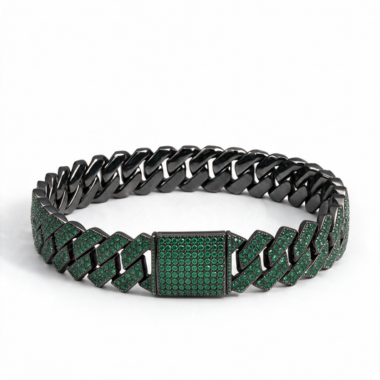 Bracelet Cuban Prong 14 mm — Vert