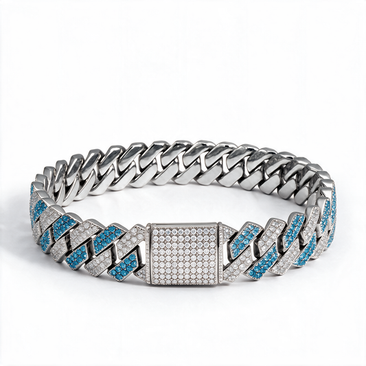 Bracelet Cuban Prong 14 mm — Noir Ice