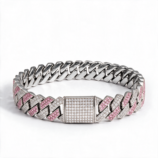 Bracelet Cuban Prong 14 mm — Rose