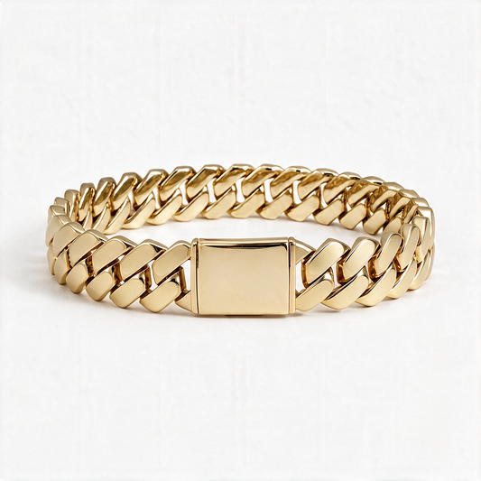 Bracelet Cuban Prong 14 mm — Doré Frost