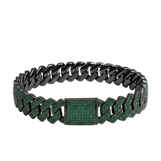 Bracelet Cuban Prong 14 mm — Vert Just Shine