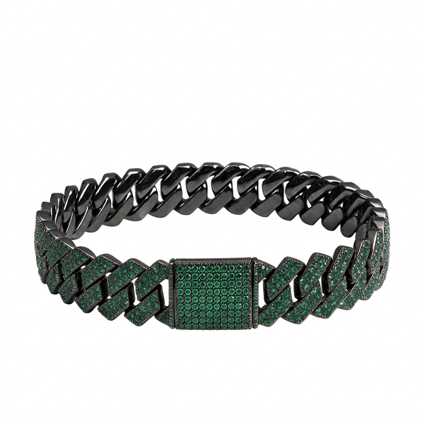 Bracelet Cuban Prong 14 mm — Vert