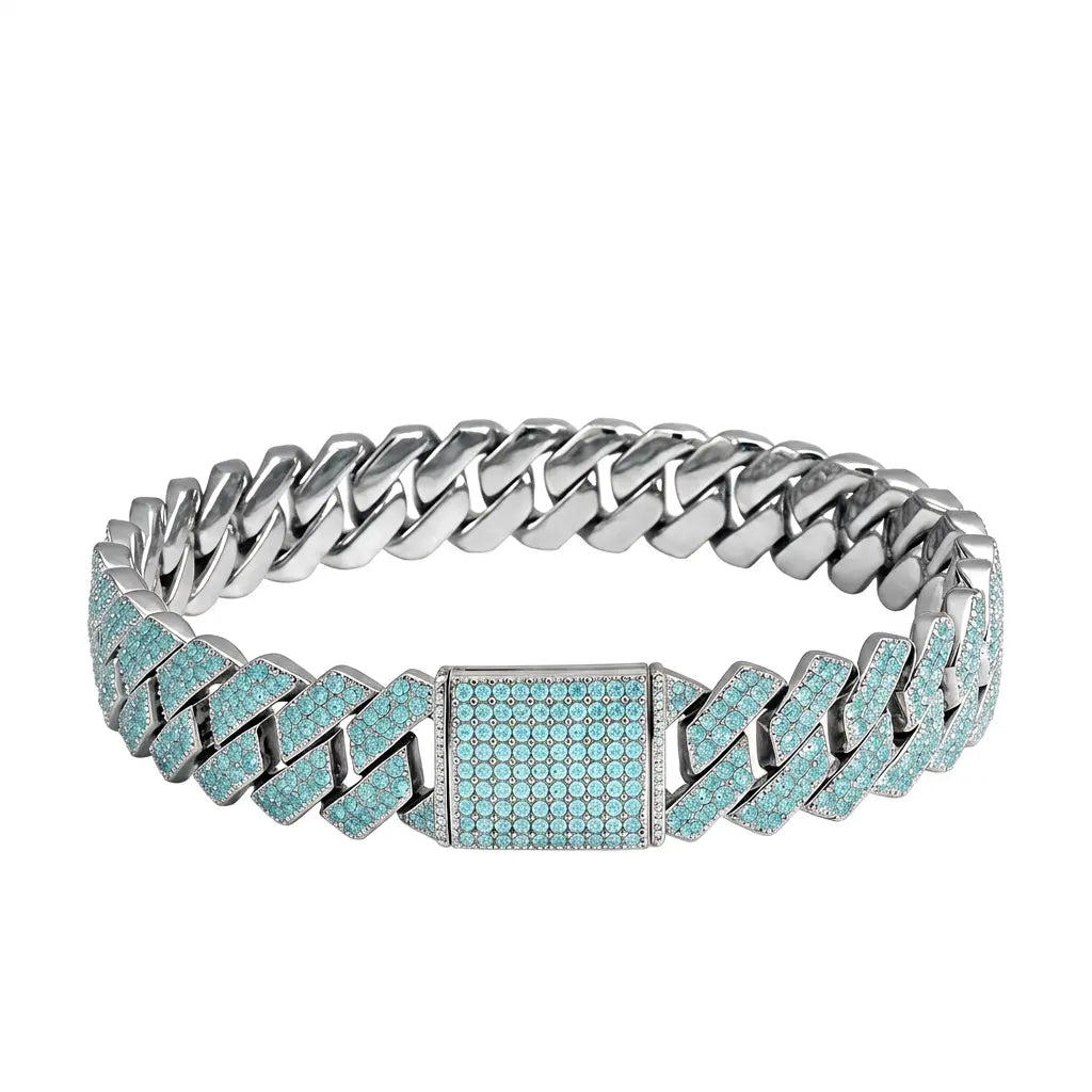 Bracelet Cuban Prong 14 mm — Noir Just Shine