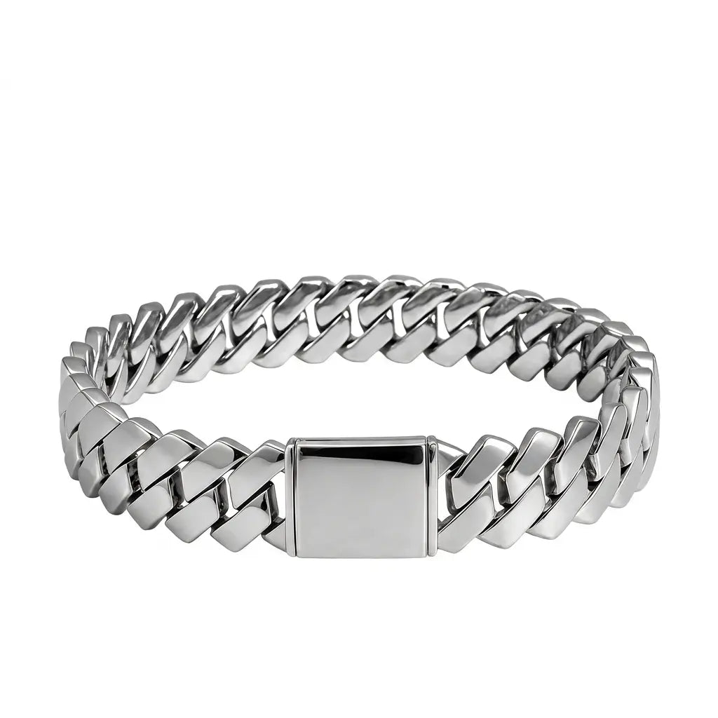 Bracelet Cuban Prong 14 mm — Argenté Storm Just Shine