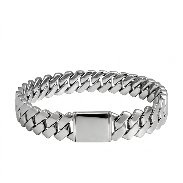 Bracelet Cuban Prong 14 mm — Argenté Storm