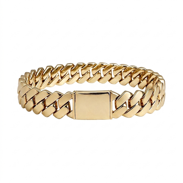 Bracelet Cuban Prong 14 mm — Doré Frost