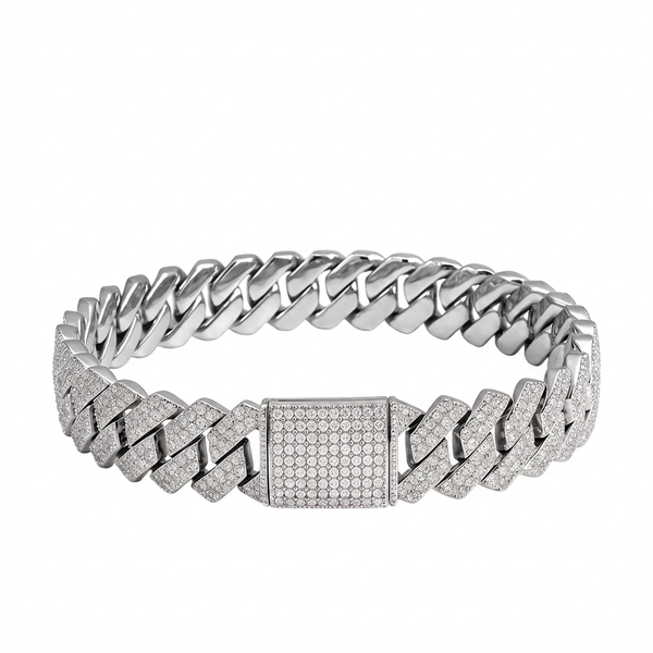 Bracelet Cuban Prong 14 mm — Argenté